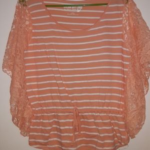 Juniors lacey flutter sleeve tee